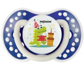 Joyeux anniversaire style 3 + prénom : 0/6 mois - Bleu-marine phosphorescente embout Lovi Dynamic