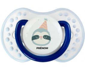 Paresseux anniversaire + prénom : 0/6 mois - Marine-blanc-bleu classique embout Lovi Dynamic