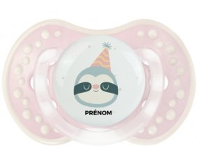 Paresseux anniversaire + prénom : 0/6 mois - Retro-rose-tendre classique embout Lovi Dynamic