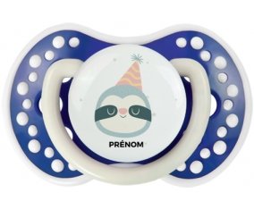 Paresseux anniversaire + prénom : 0/6 mois - Bleu-marine phosphorescente embout Lovi Dynamic