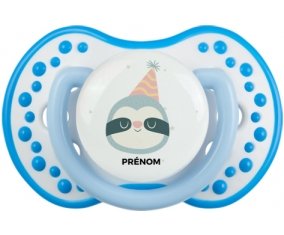 Paresseux anniversaire + prénom : 0/6 mois - Blanc-bleu phosphorescente embout Lovi Dynamic
