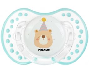 Ours anniversaire + prénom : 0/6 mois - Retro-blanc-lagon classique embout Lovi Dynamic