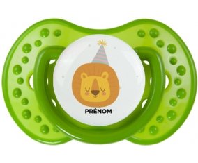 Lion anniversaire + prénom : 0/6 mois - Vert classique embout Lovi Dynamic