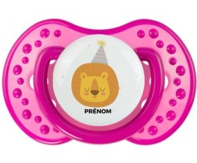 Lion anniversaire + prénom : 0/6 mois - Rose classique embout Lovi Dynamic