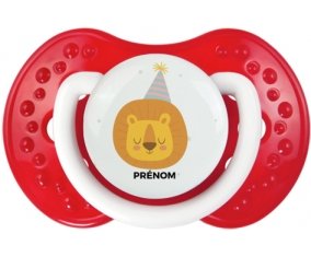 Lion anniversaire + prénom : 0/6 mois - Blanc-rouge classique embout Lovi Dynamic