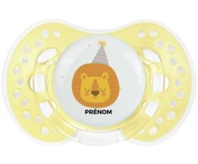 Lion anniversaire + prénom : 0/6 mois - Trendy-jaune classique embout Lovi Dynamic