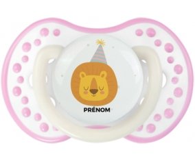 Lion anniversaire + prénom : 0/6 mois - Blanc-rose phosphorescente embout Lovi Dynamic