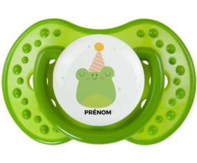 Grenouille anniversaire + prénom : Tétine LOVI Dynamic personnalisée