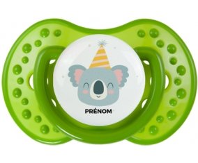 Koala anniversaire + prénom : 0/6 mois - Vert classique embout Lovi Dynamic