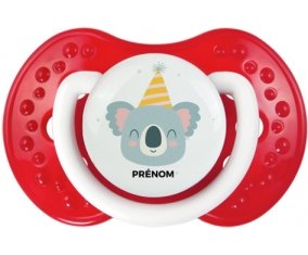 Koala anniversaire + prénom : 0/6 mois - Blanc-rouge classique embout Lovi Dynamic