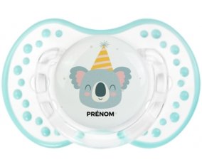 Koala anniversaire + prénom : 0/6 mois - Retro-blanc-lagon classique embout Lovi Dynamic