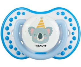 Koala anniversaire + prénom : 0/6 mois - Blanc-bleu phosphorescente embout Lovi Dynamic