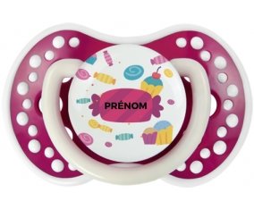 Bonbons anniversaire + prénom : 0/6 mois - Fuchsia phosphorescente embout Lovi Dynamic