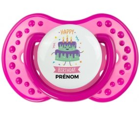 Gâteau anniversaire + prénom : 0/6 mois - Rose classique embout Lovi Dynamic
