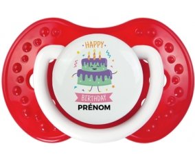 Gâteau anniversaire + prénom : 0/6 mois - Blanc-rouge classique embout Lovi Dynamic