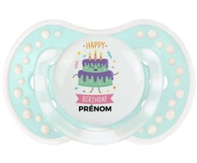 Gâteau anniversaire + prénom : 0/6 mois - Retro-turquoise-lagon classique embout Lovi Dynamic