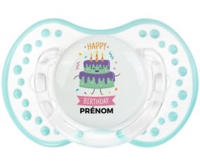 Gâteau anniversaire + prénom : 0/6 mois - Retro-blanc-lagon classique embout Lovi Dynamic