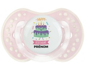 Gâteau anniversaire + prénom : 0/6 mois - Retro-rose-tendre classique embout Lovi Dynamic