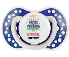 Gâteau anniversaire + prénom : 0/6 mois - Bleu-marine phosphorescente embout Lovi Dynamic