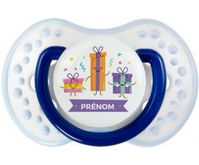 Cadeaux anniversaire style 1 + prénom : 0/6 mois - Marine-blanc-bleu classique embout Lovi Dynamic