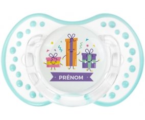 Cadeaux anniversaire style 1 + prénom : 0/6 mois - Retro-blanc-lagon classique embout Lovi Dynamic