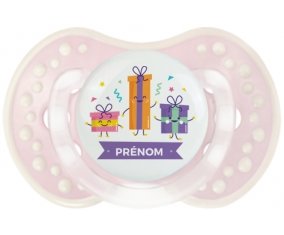 Cadeaux anniversaire style 1 + prénom : 0/6 mois - Retro-rose-tendre classique embout Lovi Dynamic