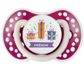 Cadeaux anniversaire style 1 + prénom : 0/6 mois - Fuchsia phosphorescente embout Lovi Dynamic