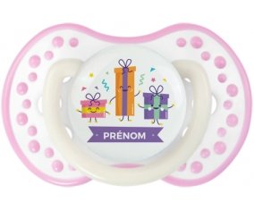 Cadeaux anniversaire style 1 + prénom : 0/6 mois - Blanc-rose phosphorescente embout Lovi Dynamic