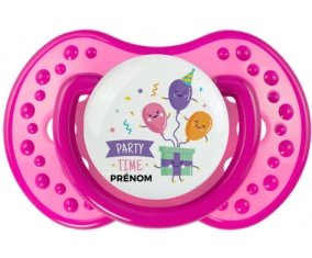 Party time anniversaire + prénom : 0/6 mois - Rose classique embout Lovi Dynamic