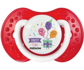 Party time anniversaire + prénom : 0/6 mois - Blanc-rouge classique embout Lovi Dynamic