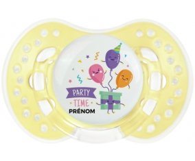 Party time anniversaire + prénom : 0/6 mois - Trendy-jaune classique embout Lovi Dynamic