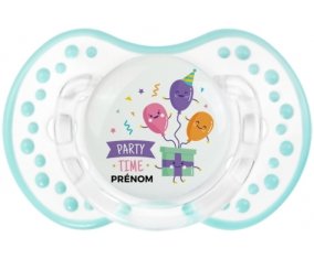 Party time anniversaire + prénom : 0/6 mois - Retro-blanc-lagon classique embout Lovi Dynamic