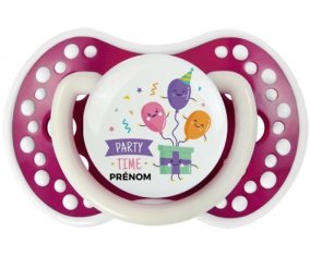 Party time anniversaire + prénom : 0/6 mois - Fuchsia phosphorescente embout Lovi Dynamic