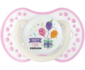 Party time anniversaire + prénom : 0/6 mois - Blanc-rose phosphorescente embout Lovi Dynamic