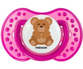Ours + prénom : 0/6 mois - Rose classique embout Lovi Dynamic