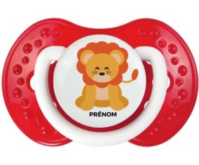 Lion style 3 + prénom : 0/6 mois - Blanc-rouge classique embout Lovi Dynamic