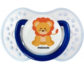 Lion style 3 + prénom : 0/6 mois - Marine-blanc-bleu classique embout Lovi Dynamic