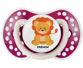 Lion style 3 + prénom : 0/6 mois - Fuchsia phosphorescente embout Lovi Dynamic