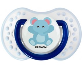 Éléphant style 4 + prénom : 0/6 mois - Marine-blanc-bleu classique embout Lovi Dynamic