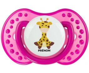 Girafe style 4 + prénom : 0/6 mois - Rose classique embout Lovi Dynamic
