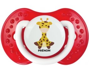 Girafe style 4 + prénom : 0/6 mois - Blanc-rouge classique embout Lovi Dynamic