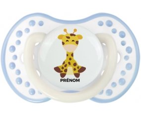 Girafe style 4 + prénom : 0/6 mois - Blanc-cyan classique embout Lovi Dynamic