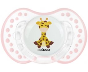 Girafe style 4 + prénom : 0/6 mois - Retro-blanc-rose-tendre classique embout Lovi Dynamic