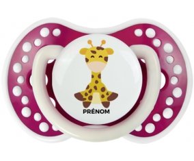 Girafe style 4 + prénom : 0/6 mois - Fuchsia phosphorescente embout Lovi Dynamic