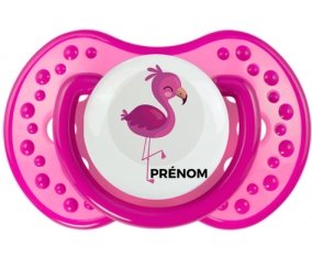 Flamant rose + prénom : 0/6 mois - Rose classique embout Lovi Dynamic