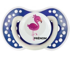 Flamant rose + prénom : 0/6 mois - Bleu-marine phosphorescente embout Lovi Dynamic