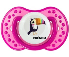 Toucan + prénom : 0/6 mois - Rose classique embout Lovi Dynamic