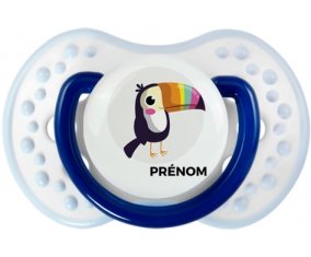 Toucan + prénom : 0/6 mois - Marine-blanc-bleu classique embout Lovi Dynamic