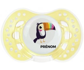 Toucan + prénom : 0/6 mois - Trendy-jaune classique embout Lovi Dynamic