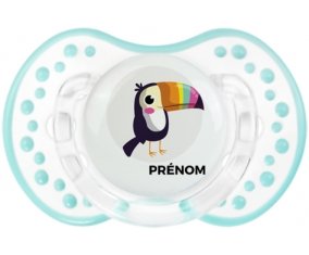 Toucan + prénom : 0/6 mois - Retro-blanc-lagon classique embout Lovi Dynamic